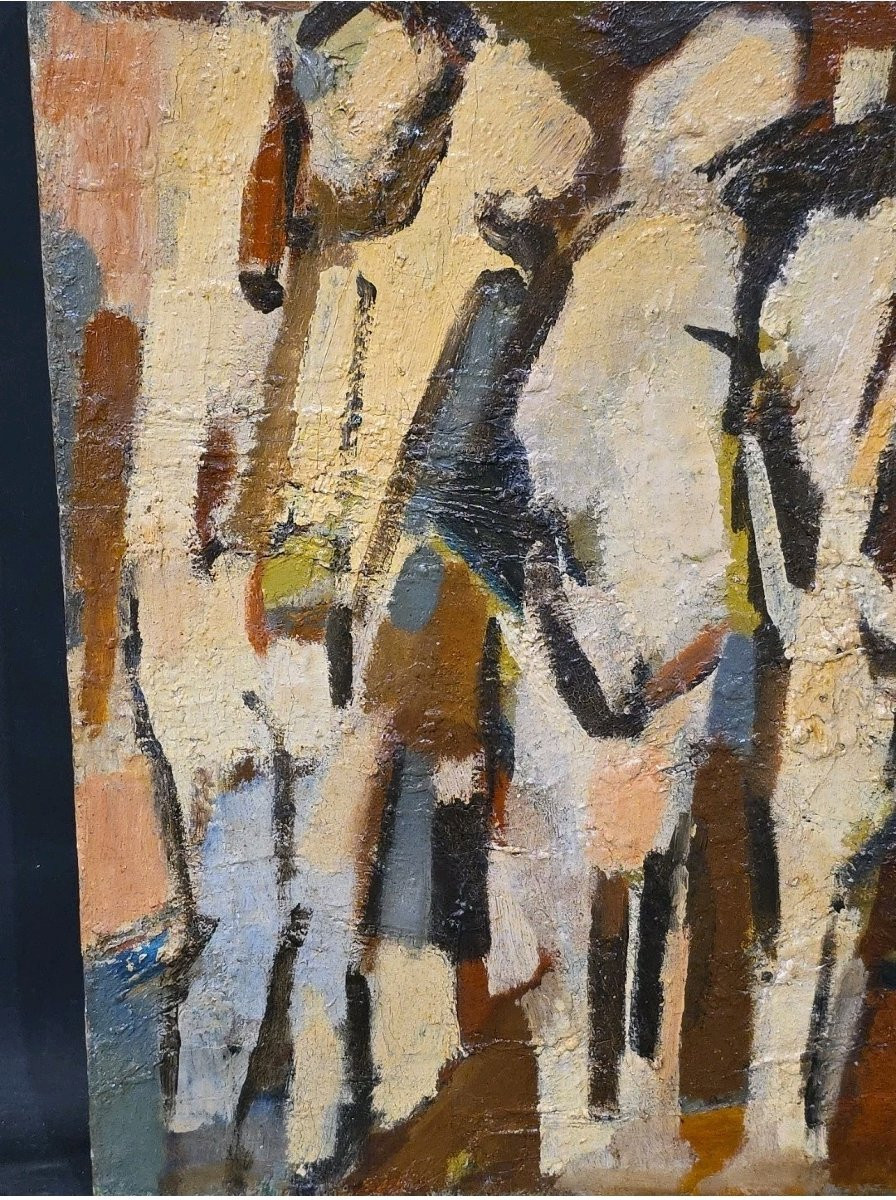 Tableau huile Farandole Personnages Signé Jan Jacob KATE III (1914-1996)-photo-3