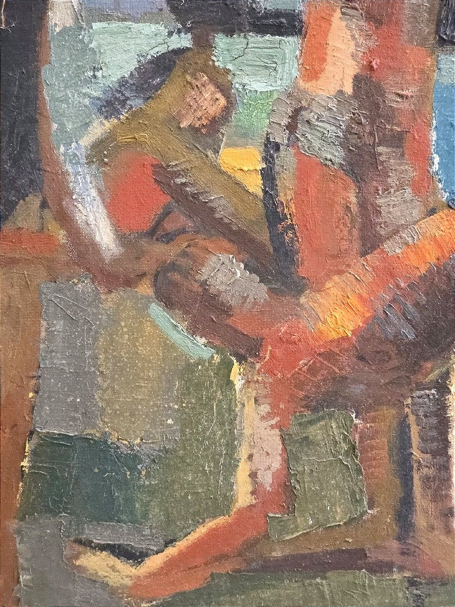 Tableau huile Baigeurs sur la plage Atelier Jan Jacob KATE III (1914-1996)-photo-2