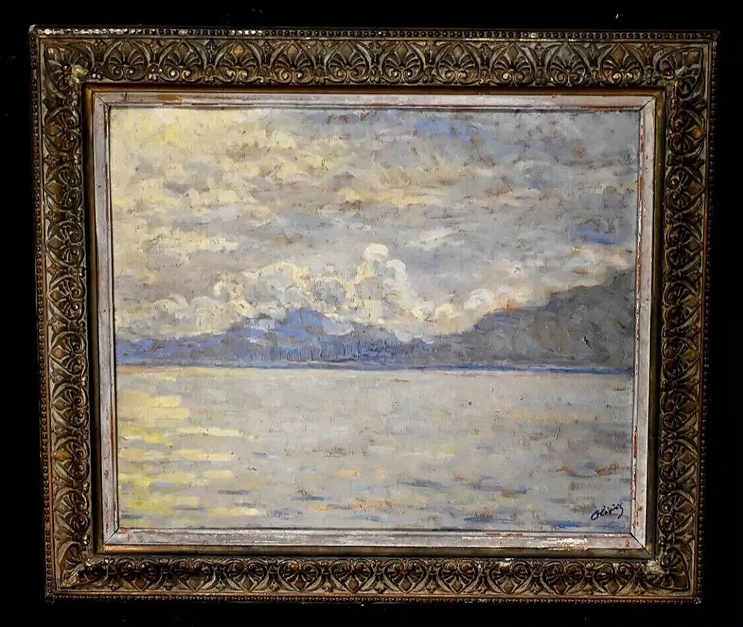 Tableau huile marine Sumatra Indonésie signé Ferdinand OLIVIER (1873-1957)