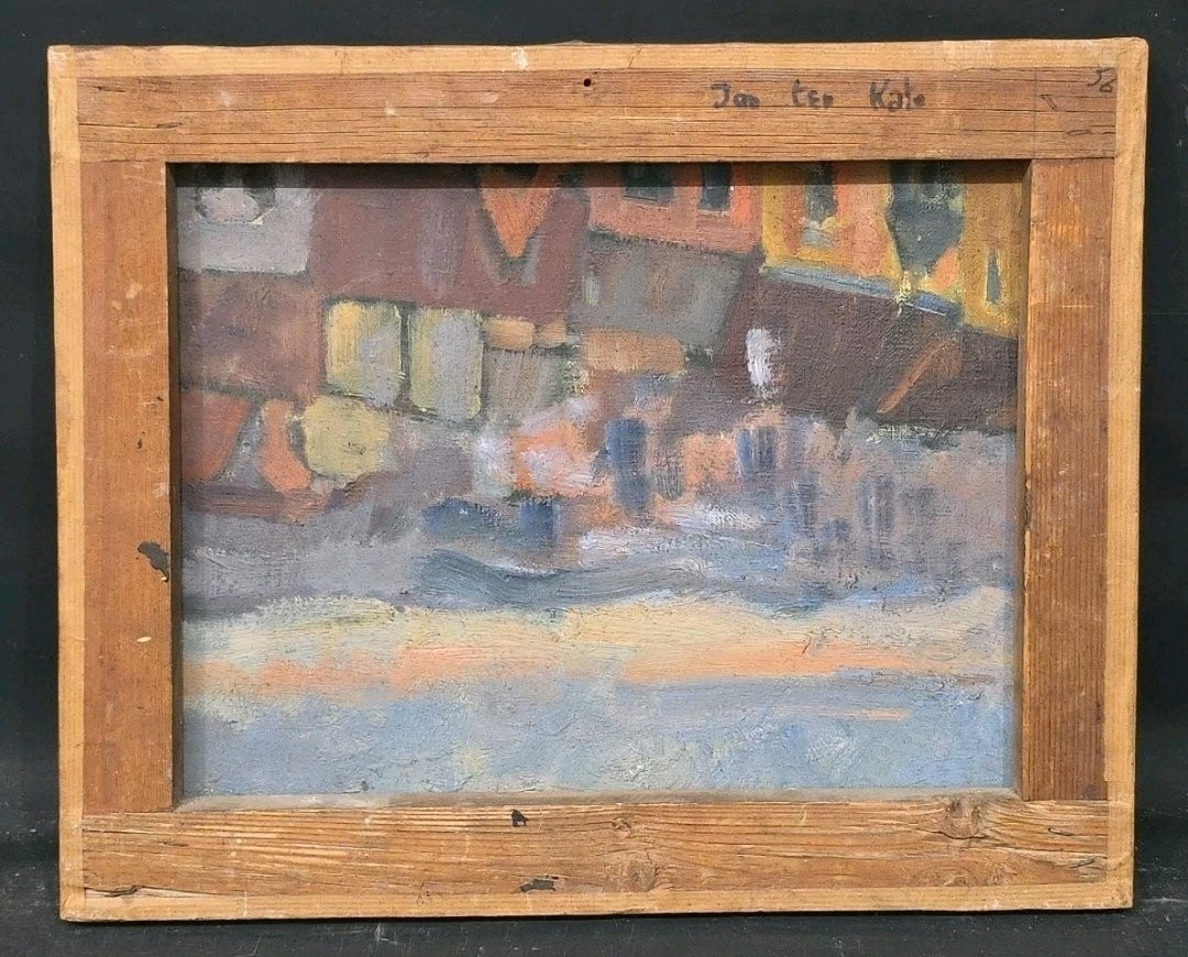 Tableau huile Village Breton Cubisme atelier Jan Jacob KATE III (1914-1996)-photo-4