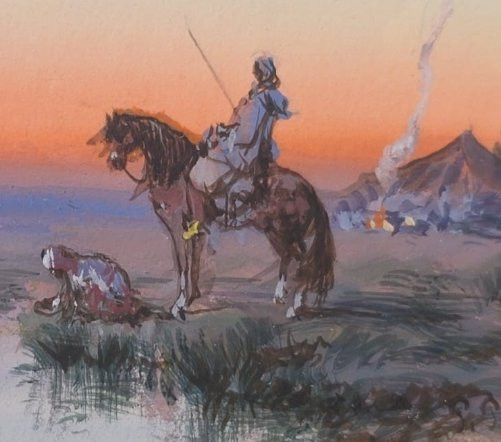 Gouache Painting Orientalist Scene River Oasis Signed Paul Pascal 19th Century -photo-3