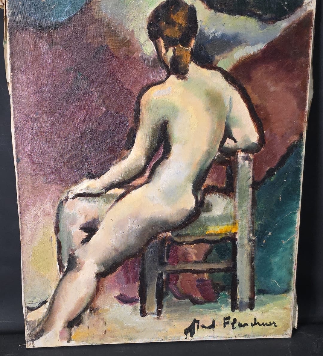 « nu Féminin » Tableau Huile Sur Toile-photo-2