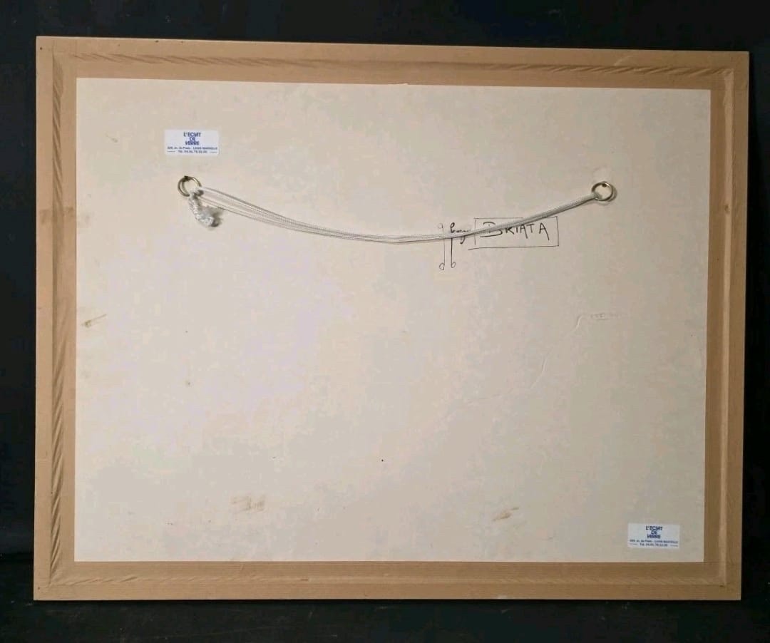 Tableau Marine bord de mer bateaux signé Georges BRIATA (1933-2019)-photo-5