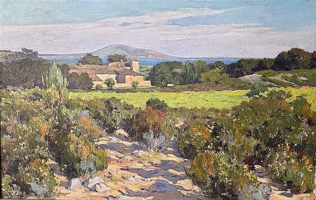 Oil Painting Seascape Provence Aloe Signed Louis Raoul Guiraud (1888-1976)-photo-2