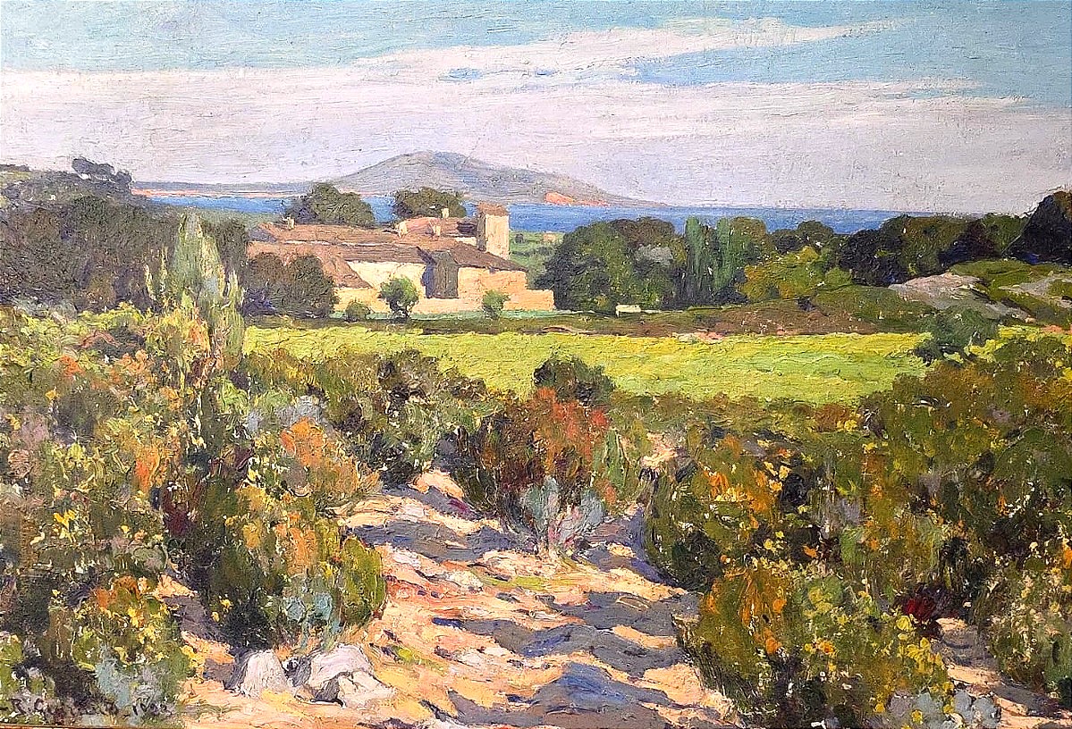 Oil Painting Seascape Provence Aloe Signed Louis Raoul Guiraud (1888-1976)-photo-3