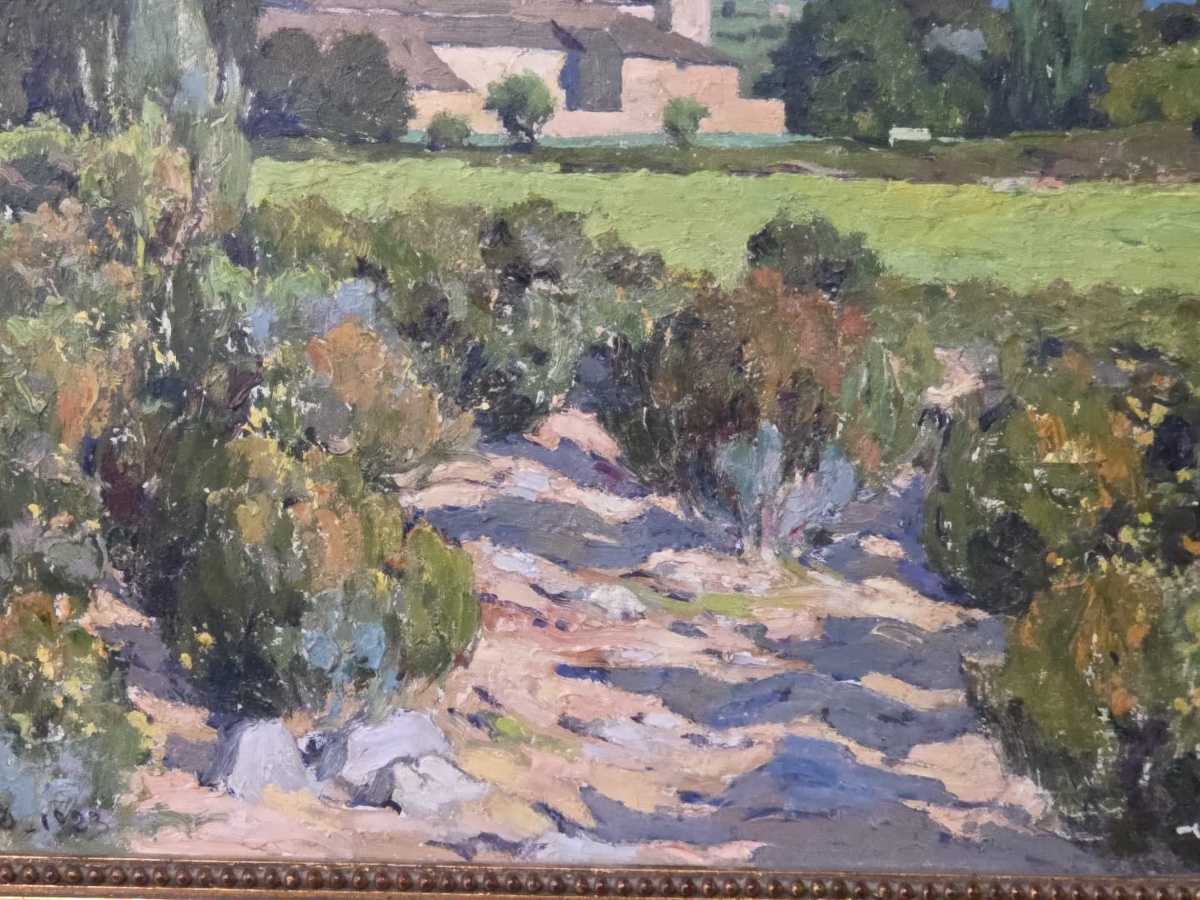 Tableau huile paysage marin Provence Aloès signé Louis Raoul GUIRAUD (1888-1976)-photo-5