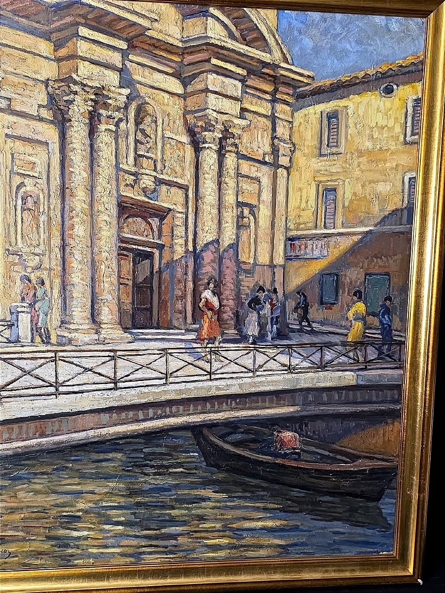 Painting Of Martigues, Church Of The Madeleine, Signed Ferdinand Olivier (1873-1957)-photo-2