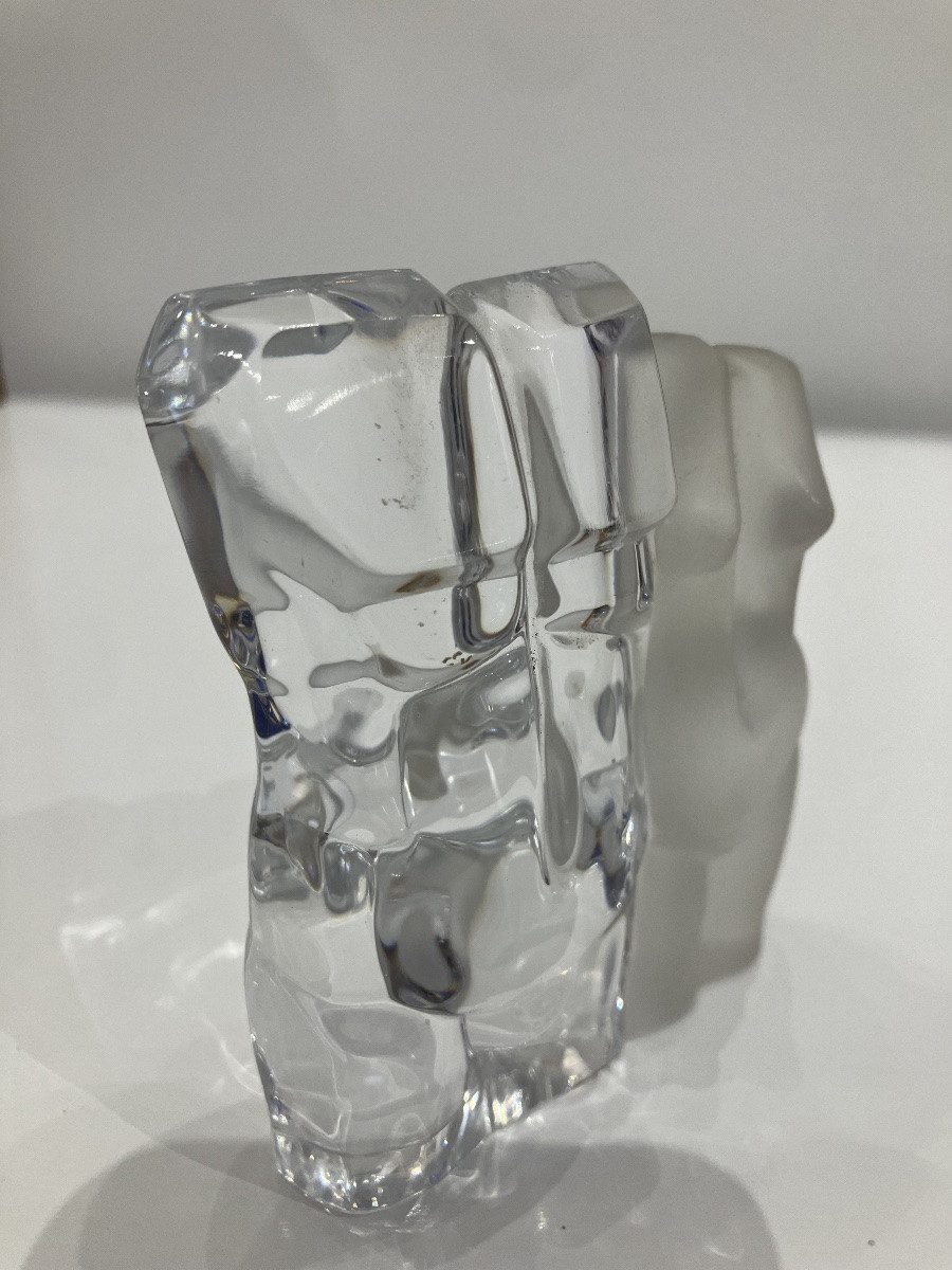 Daum Crystal Bowl Sculpture Signed M. Legendre, 20th Century-photo-1