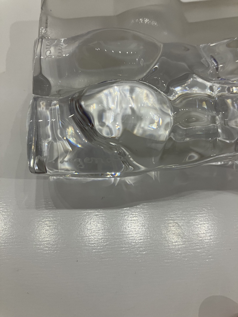 Daum Crystal Bowl Sculpture Signed M. Legendre, 20th Century-photo-2