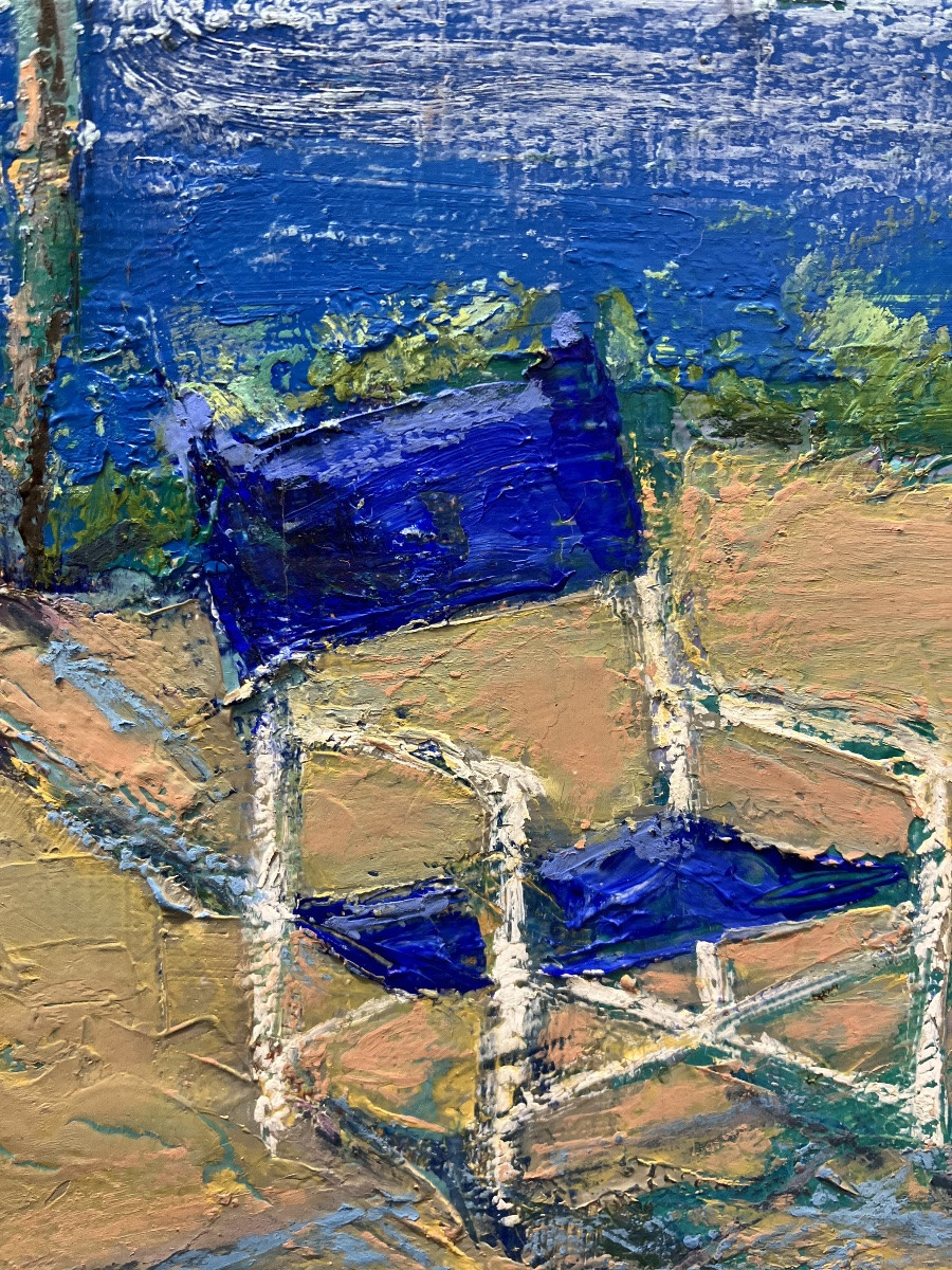 Landscape, Oil Painting On Canvas By Véronique Vermeil (1938-2017), Modern Art -photo-2