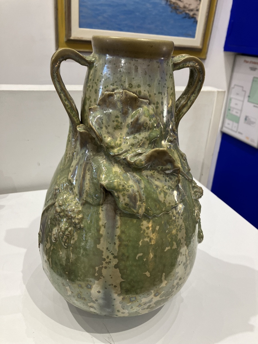 Vase By Charles Catteau, Ceramist For Royal Boch, Art Deco Period-photo-3