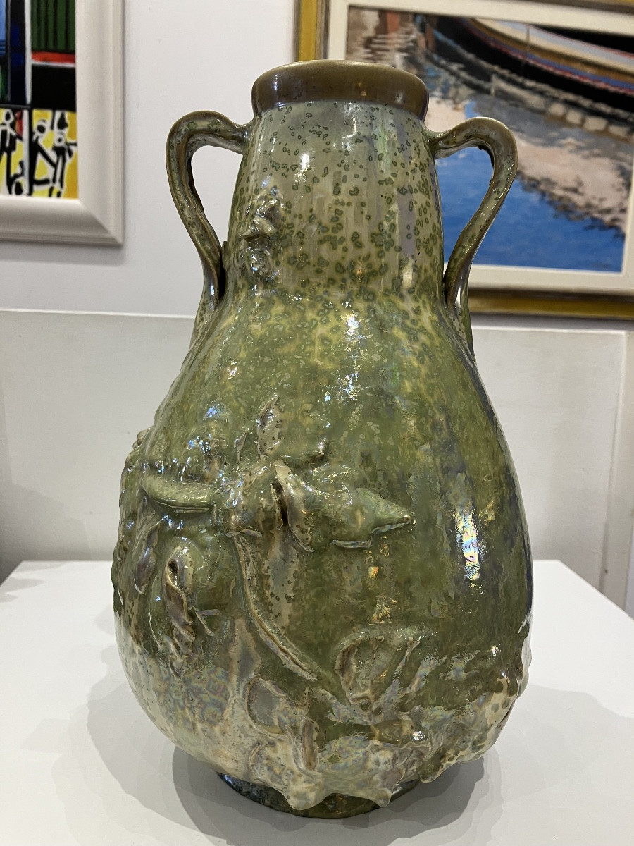 Vase de Charles Catteau, céramiste pour Frères Boch époque Art Nouveau-photo-2