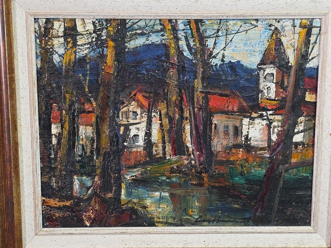 Rodolphe Caillaux (1904 - 1989) View Of The Bell Tower Of Ciboure, Basque Country -photo-4