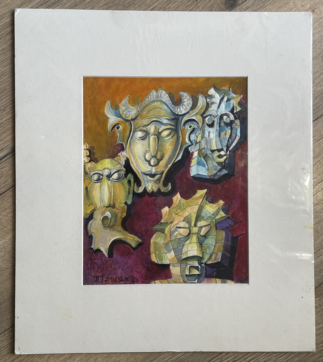 Allonsius Daniel Jacques (1923 - 1995) Study For Tribal Masks 1978-photo-2
