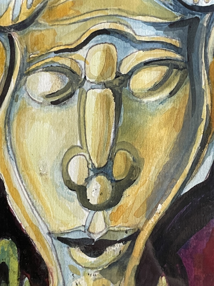 Allonsius Daniel Jacques (1923 - 1995) Study For Tribal Masks 1978-photo-3