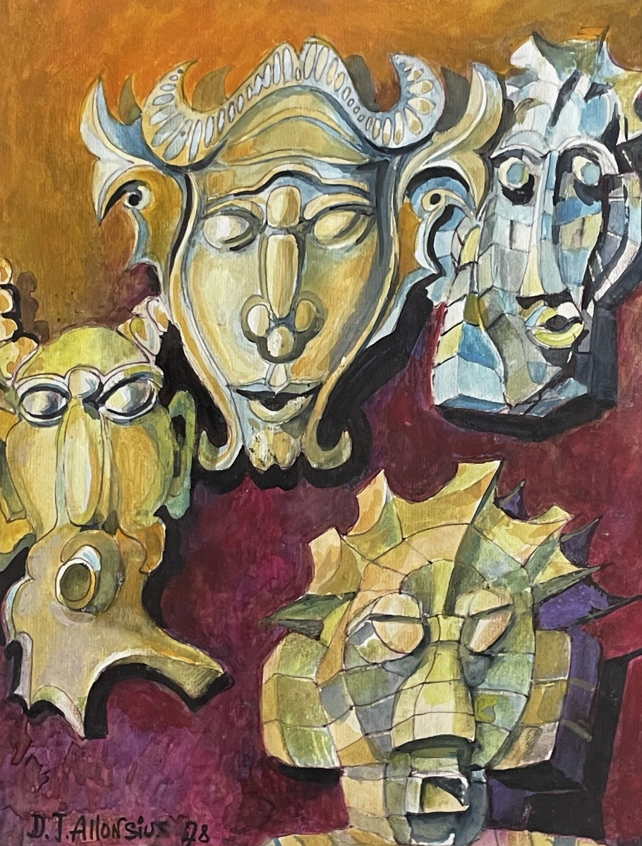 Allonsius Daniel Jacques (1923 - 1995) Study For Tribal Masks 1978