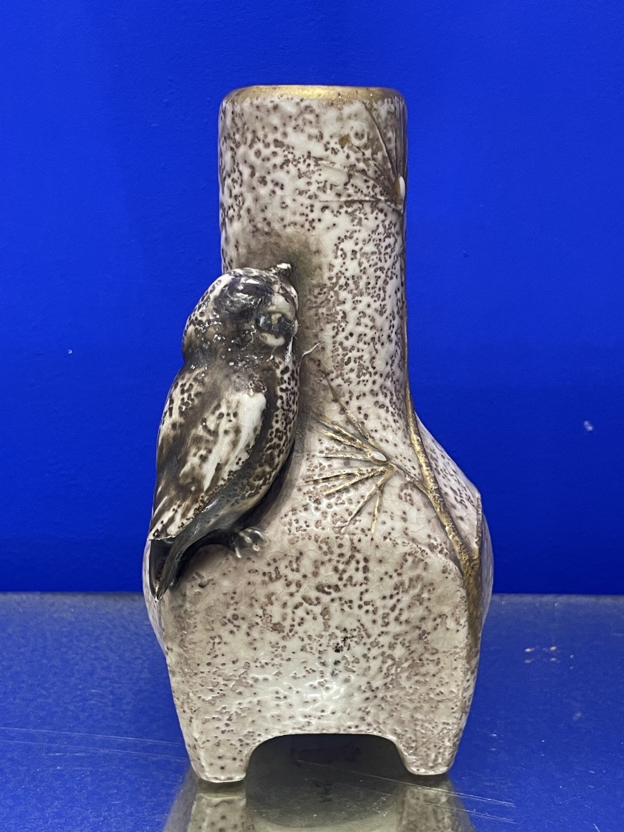 Ernst Wahliss (1836-1900) Owl Vase, Art Nouveau, Late 19th Century -photo-1