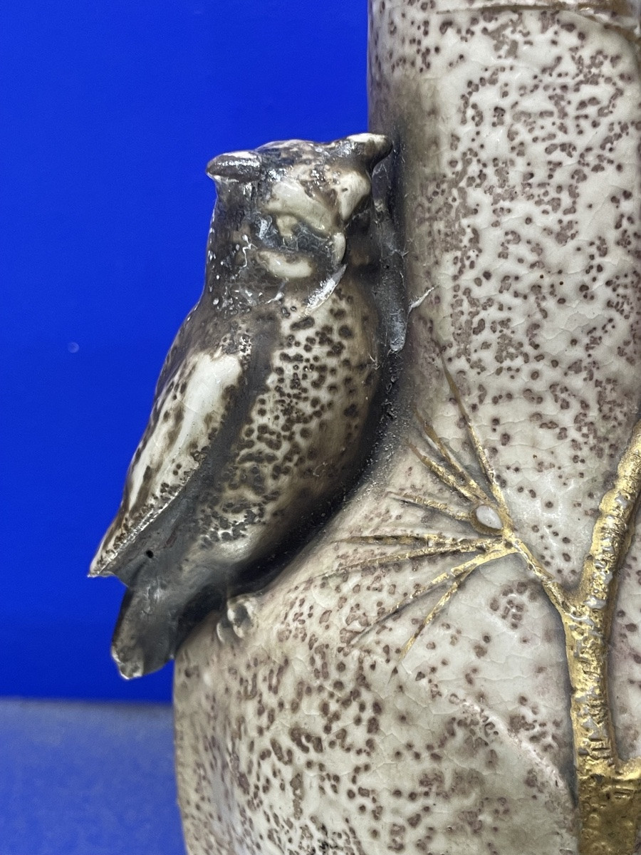 Ernst Wahliss (1836-1900) Owl Vase, Art Nouveau, Late 19th Century -photo-5