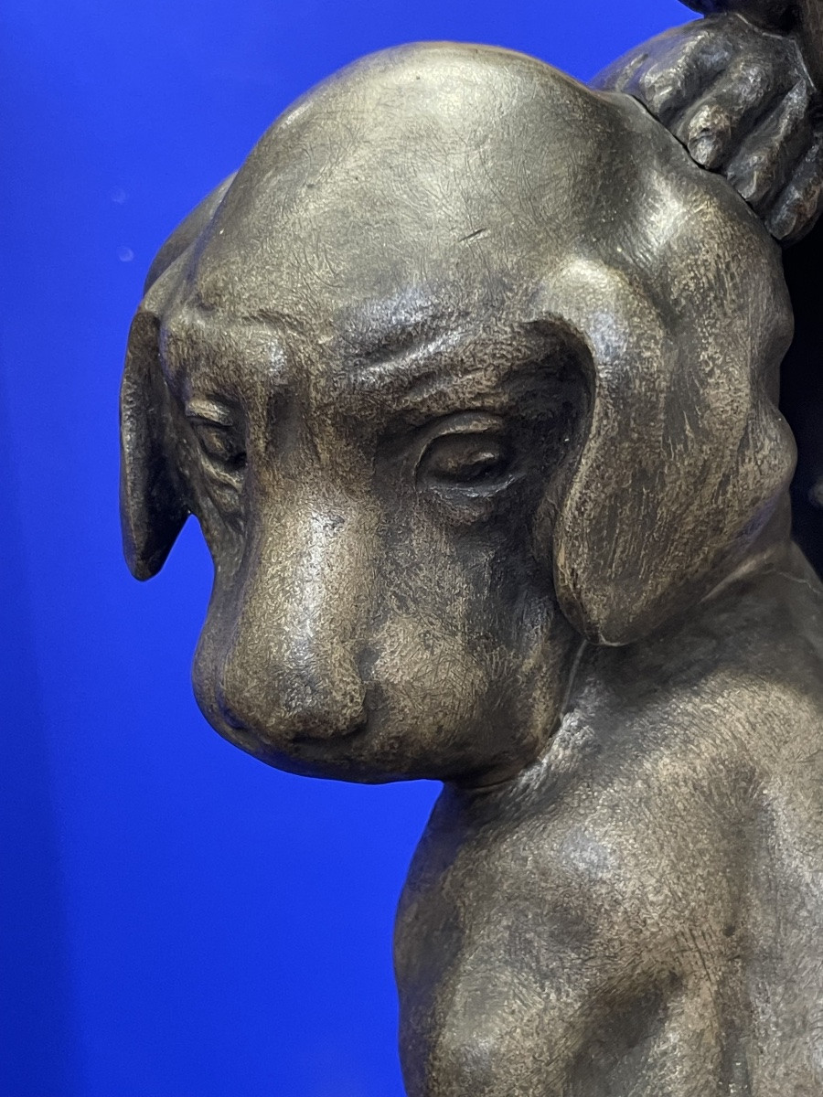 Vacossin Georges Lucien (1870 - 1942) The Two Puppies On The Lookout For A Beetle - Bronze -photo-4