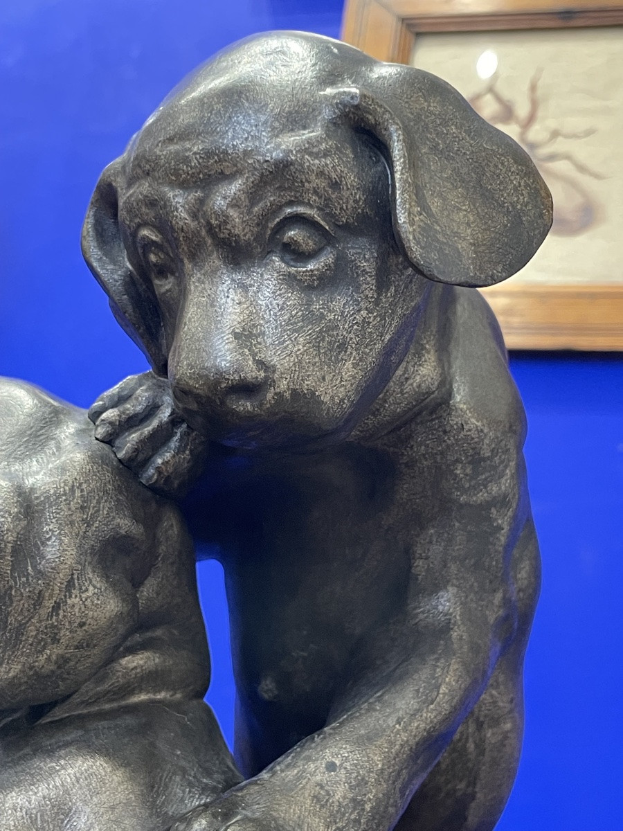 Vacossin Georges Lucien (1870 - 1942) The Two Puppies On The Lookout For A Beetle - Bronze -photo-6