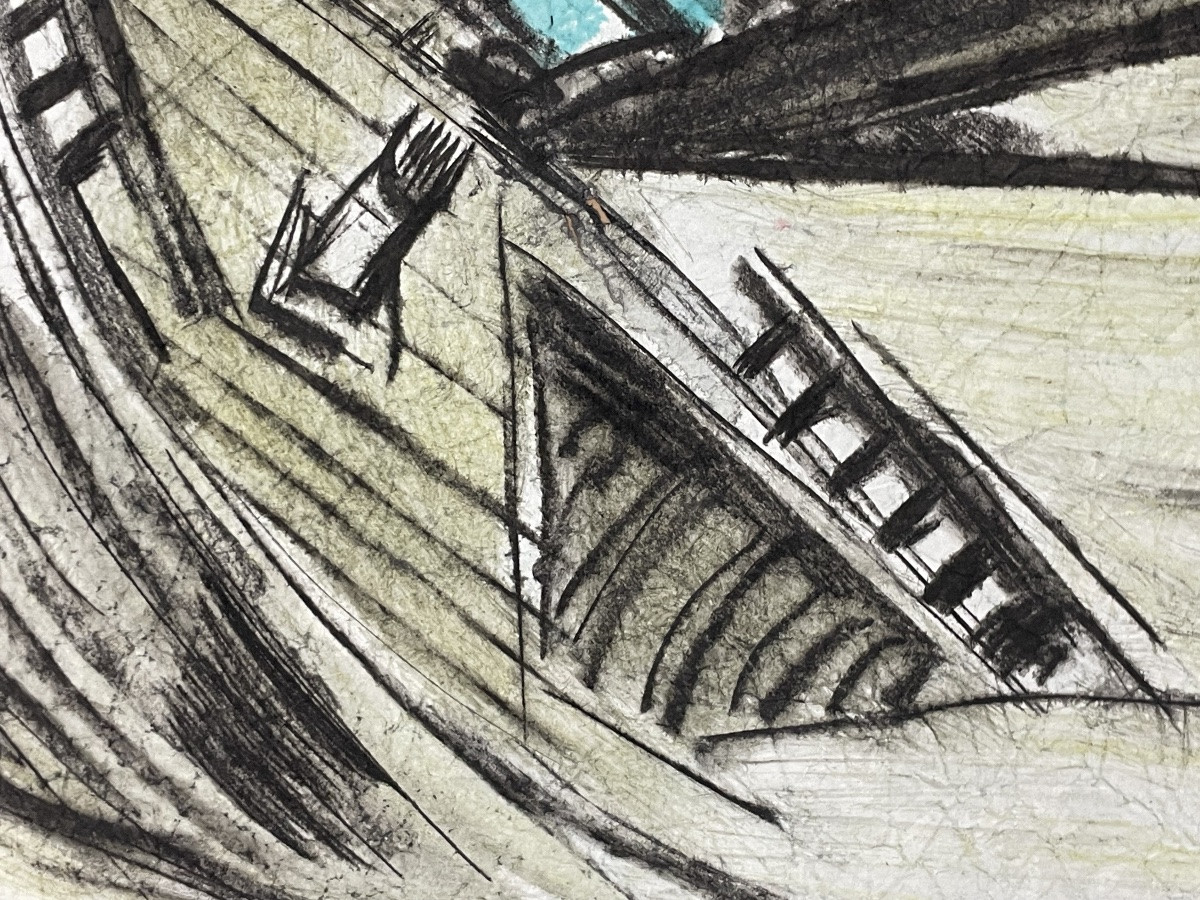 Allonsius Daniel Jacques (1923 - 1995) The Graveyard By The Sea - Mixed Media On Paper -photo-5