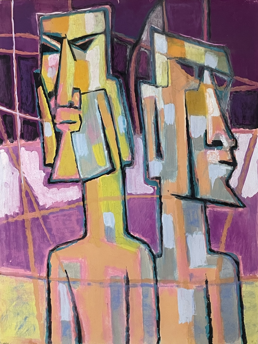 Allonsius Daniel Jacques (1923 - 1995) Easter Island - Mixed Media On Paper