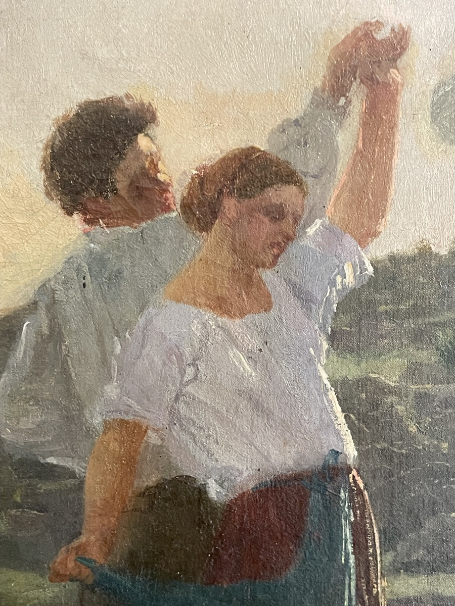 Ribera Perico Or Pedro (1867 - 1949) Attributed To - The Dancers Of Fandango - Oil On Canvas -photo-2