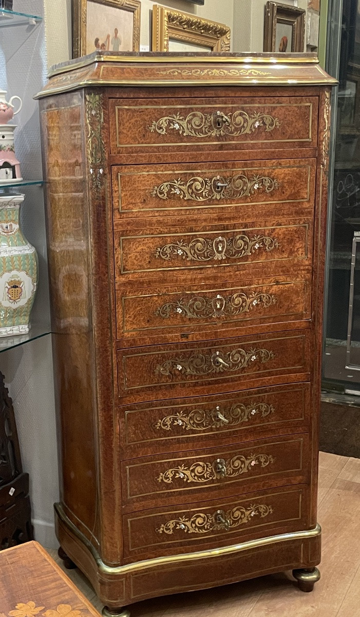 Secrétaire en forme de Semainier - Marqueterie Boulle - Epoque Napoléon III-photo-2