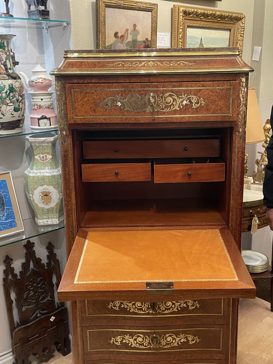 Secrétaire en forme de Semainier - Marqueterie Boulle - Epoque Napoléon III-photo-2