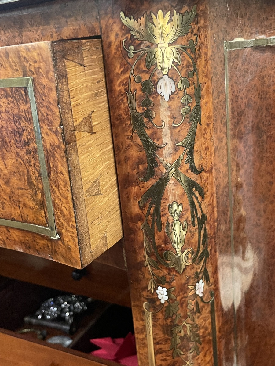 Secrétaire en forme de Semainier - Marqueterie Boulle - Epoque Napoléon III-photo-3