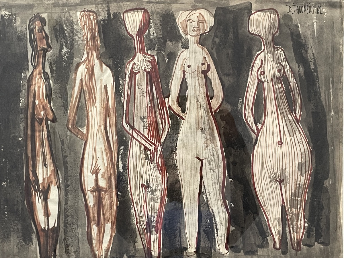 ALLONSIUS Daniel Jacques ( 1923 - 1995) - les Cinq graces - tableau -photo-2