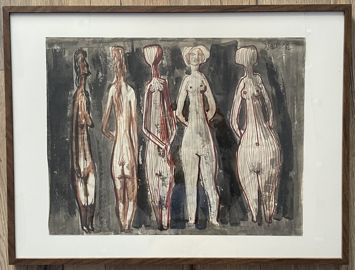 ALLONSIUS Daniel Jacques ( 1923 - 1995) - les Cinq graces - tableau 