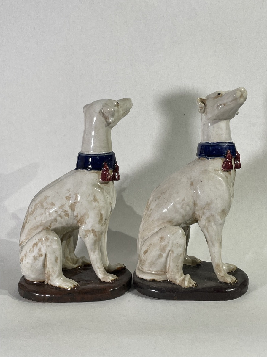 Large Pair Of Ceramic Greyhounds - Italian Work, 1950s-photo-4
