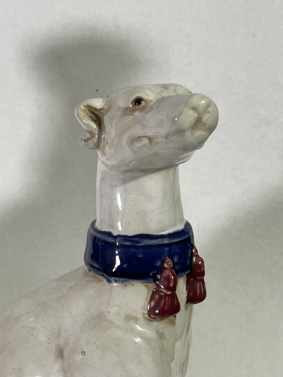 Large Pair Of Ceramic Greyhounds - Italian Work, 1950s-photo-5