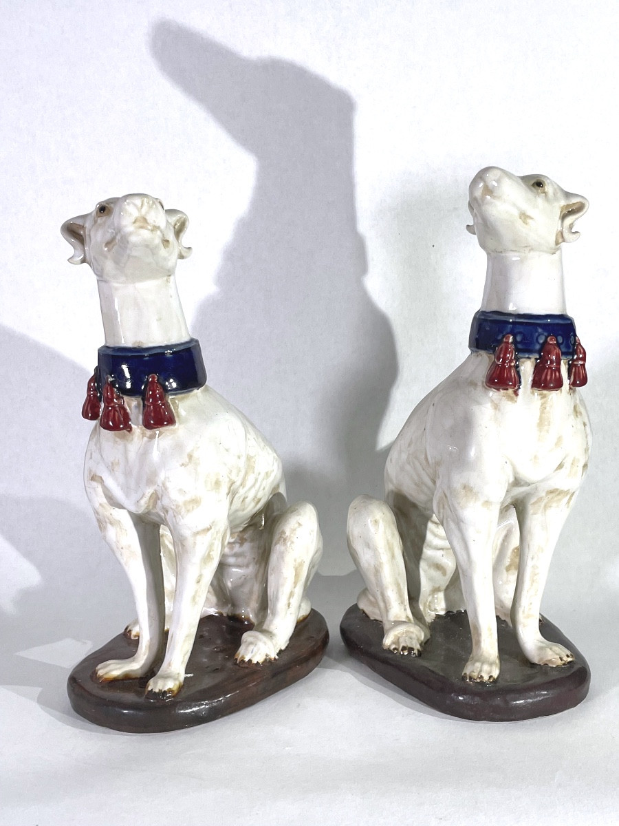 Large Pair Of Ceramic Greyhounds - Italian Work, 1950s