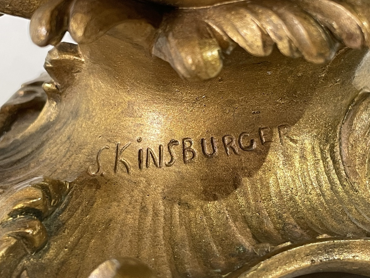 KINSBURGER Sylvain ( 1855 - 1935) - Centre de table en bronze - Art Nouveau -photo-4