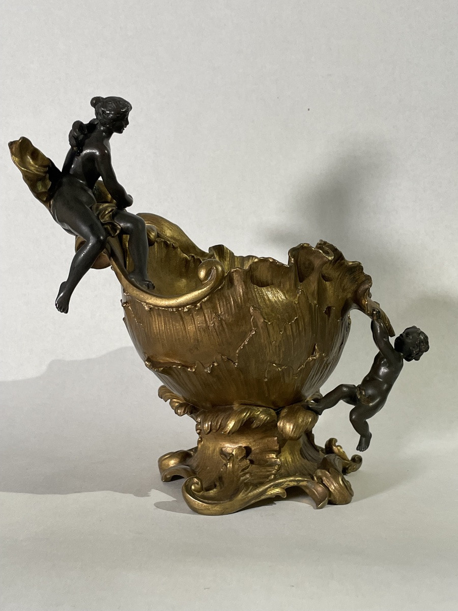 KINSBURGER Sylvain ( 1855 - 1935) - Centre de table en bronze - Art Nouveau -photo-1