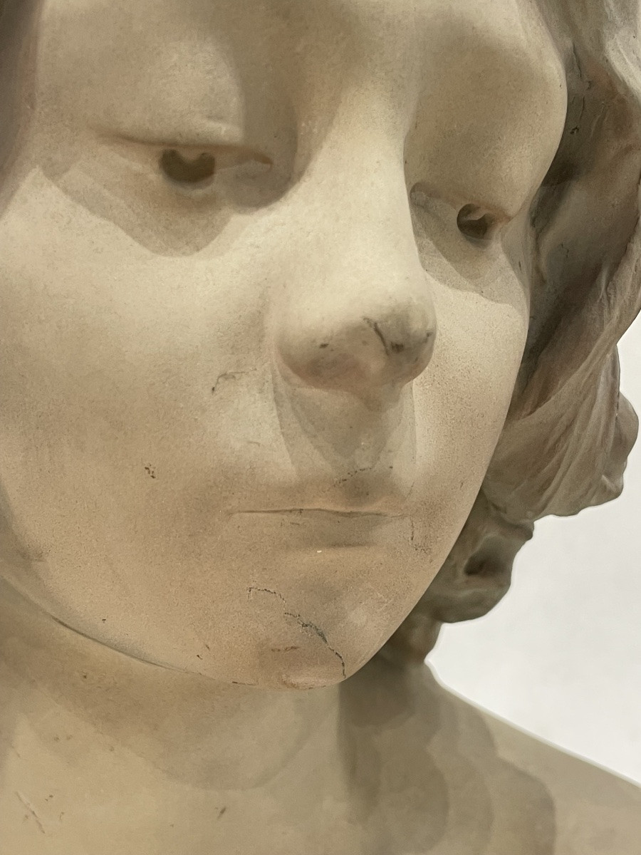 CAUSSÉ Julien ( 1869 - 1938) - Buste de jeune femme en plâtre - -photo-4