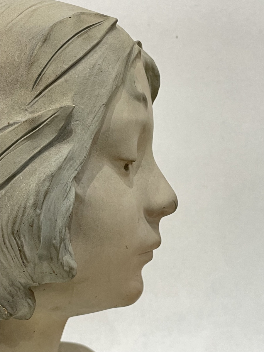 CAUSSÉ Julien ( 1869 - 1938) - Buste de jeune femme en plâtre - -photo-5