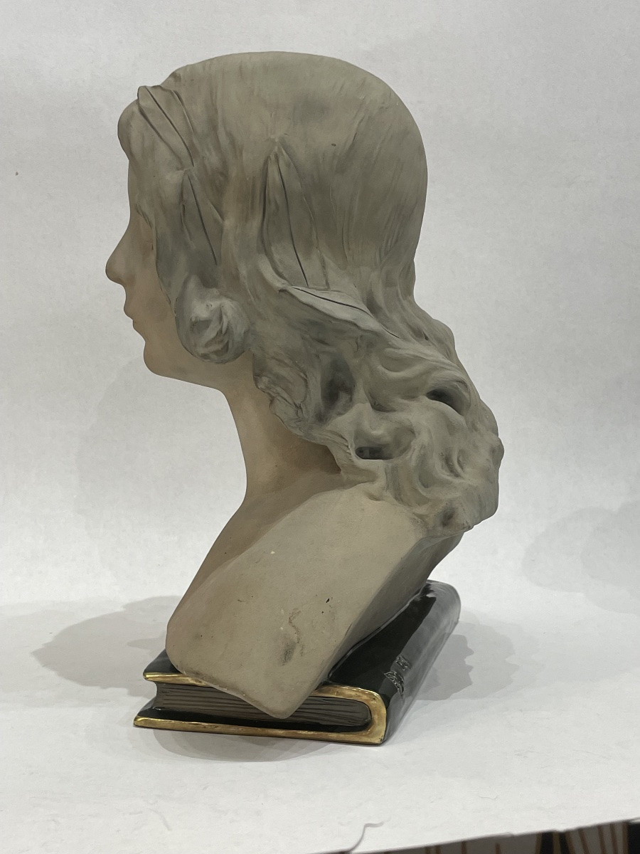 CAUSSÉ Julien ( 1869 - 1938) - Buste de jeune femme en plâtre - -photo-7