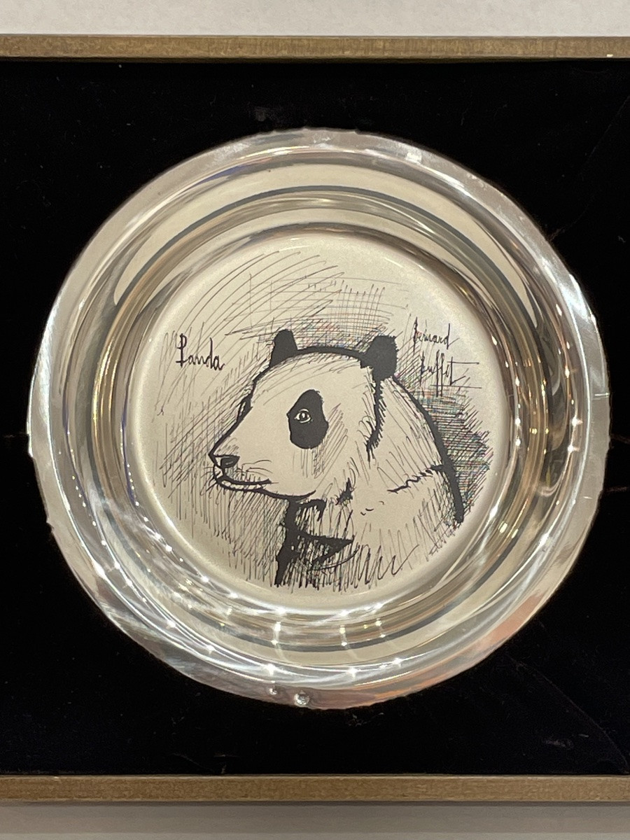 BUFFET Bernard ( 1938 - 1999) - Assiette « Panda » en argent premier titre - -photo-2