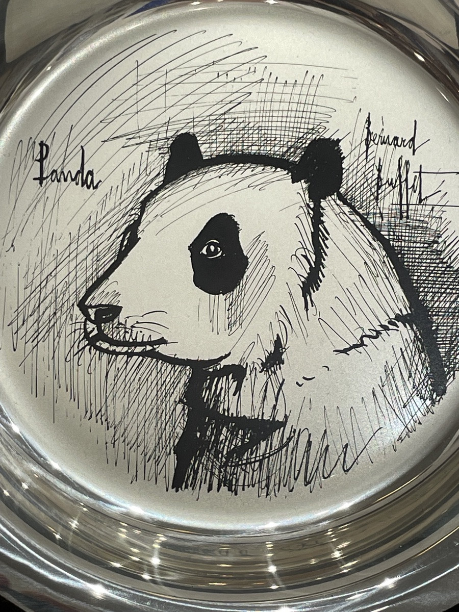 BUFFET Bernard ( 1938 - 1999) - Assiette « Panda » en argent premier titre - -photo-3