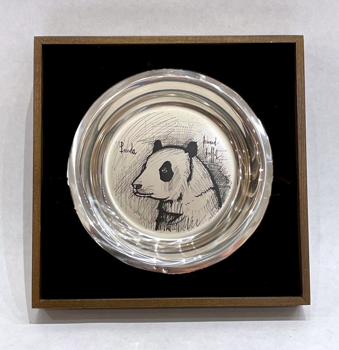 BUFFET Bernard ( 1938 - 1999) - Assiette « Panda » en argent premier titre - 