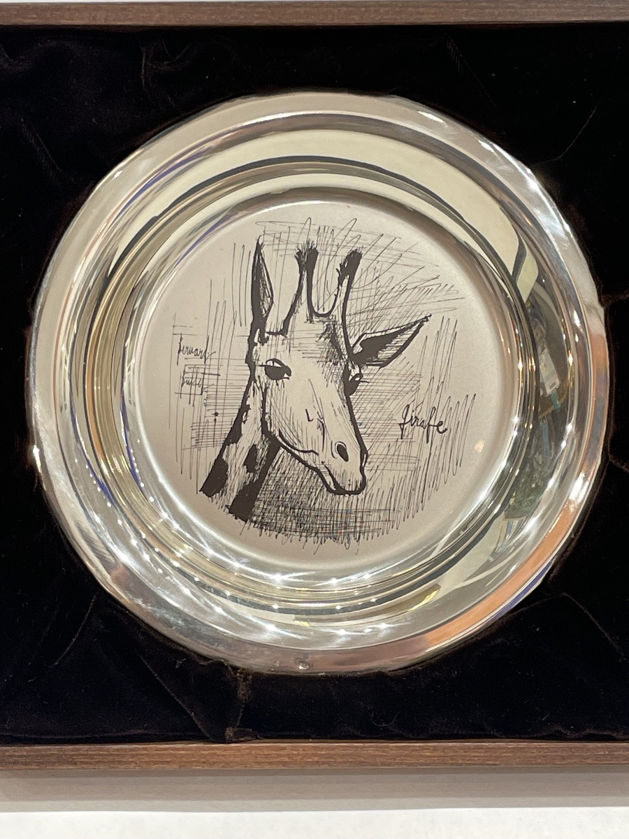 BUFFET Bernard ( 1938 - 1999) - Assiette «  Girafe » en argent premier titre - -photo-2