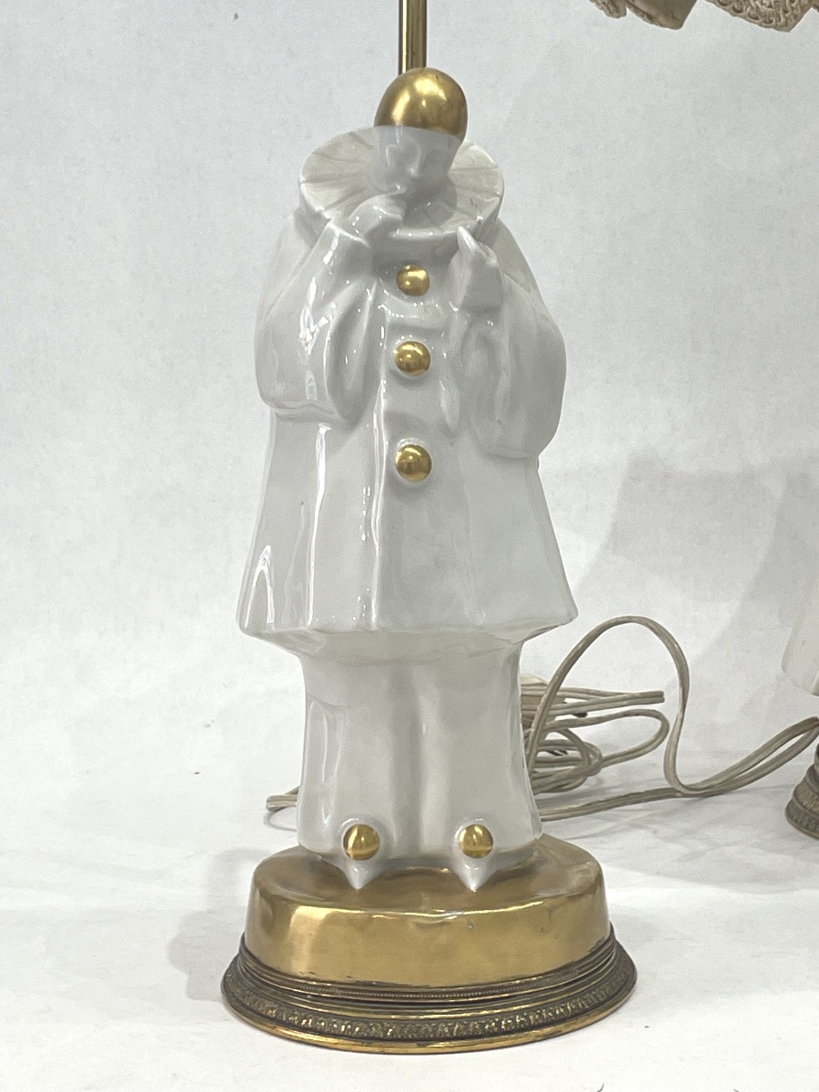Sandoz édouard Marcel (1891 - 1977) - Pierrot And Columbine - Art Deco Porcelain -photo-2