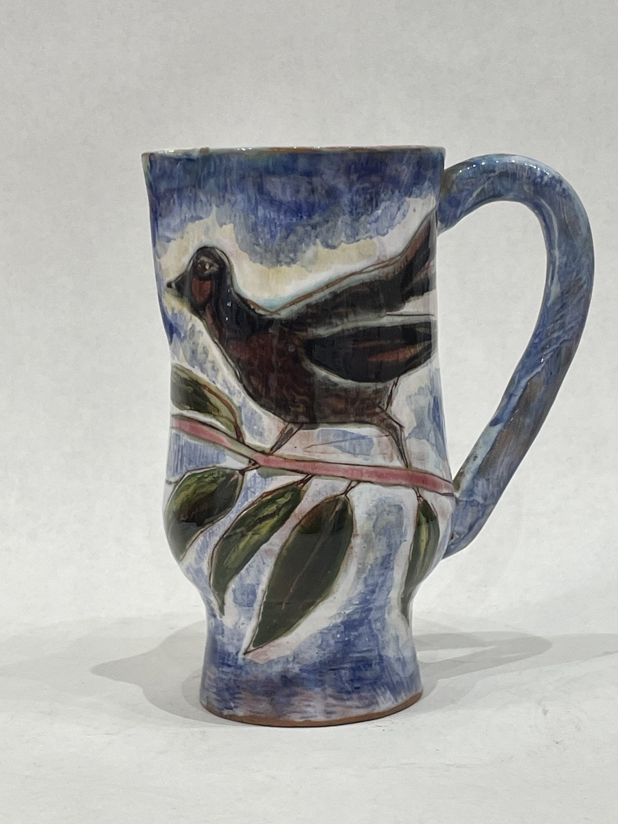 DUBOUL Geneviève ( 1913 - 2007) - Pichet en céramique à décor d’un couple d’oiseaux -photo-3