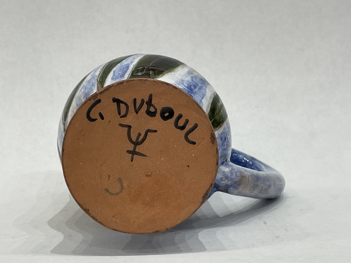 DUBOUL Geneviève ( 1913 - 2007) - Pichet en céramique à décor d’un couple d’oiseaux -photo-1