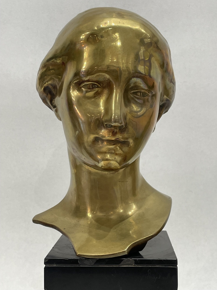 Gilded Bronze Bust Of A Woman - 20th Century-photo-2
