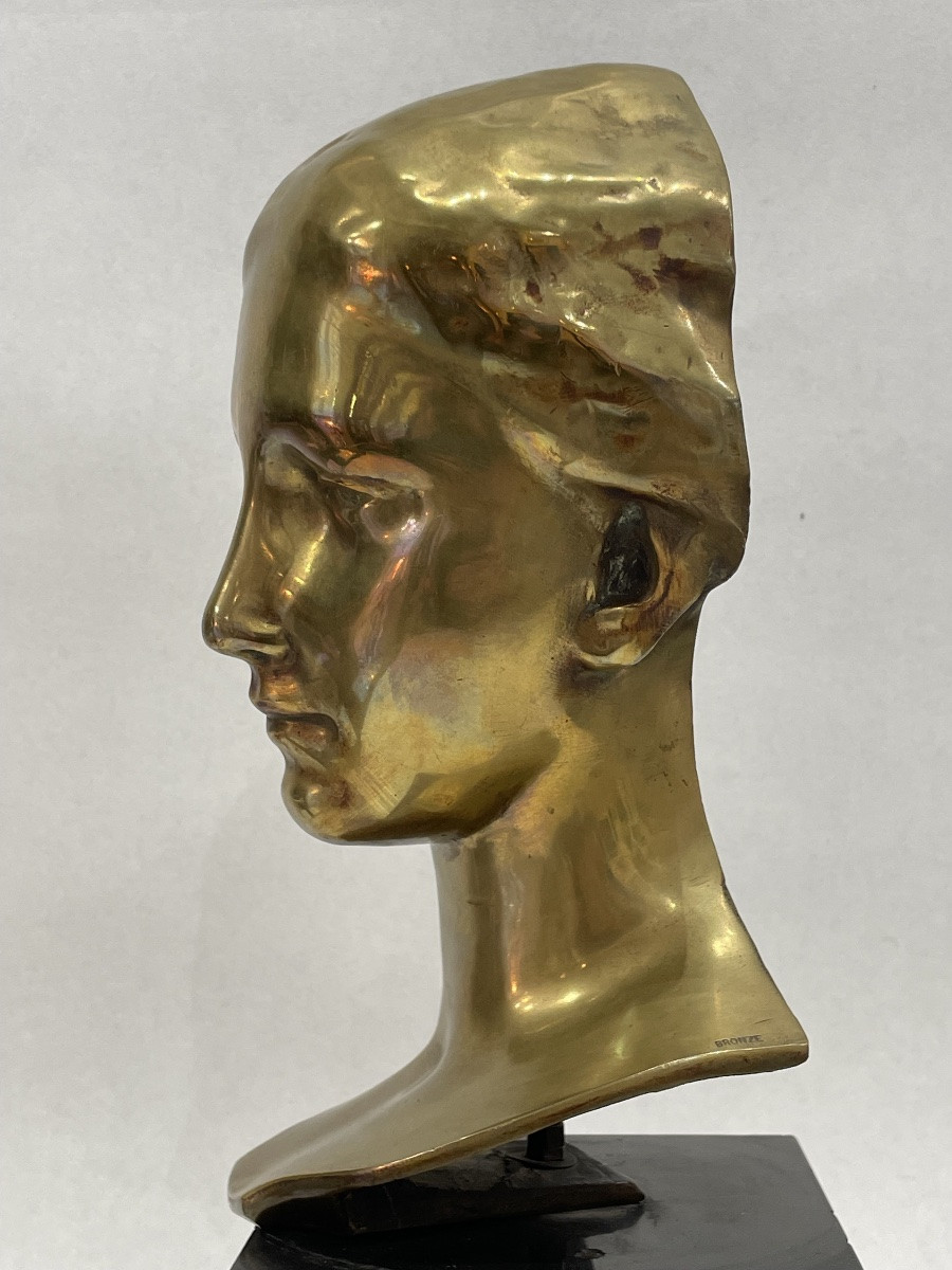 Gilded Bronze Bust Of A Woman - 20th Century-photo-3
