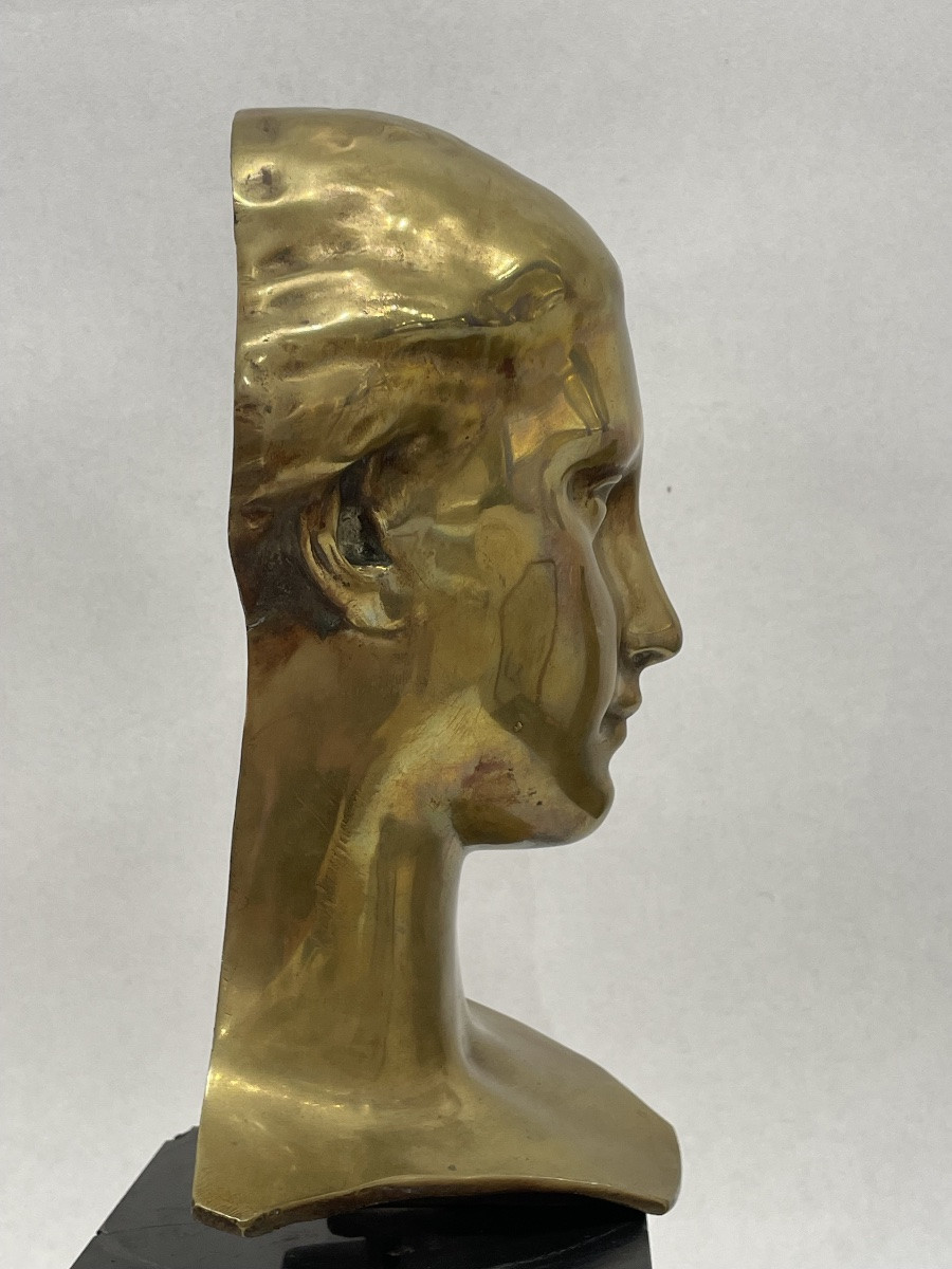Gilded Bronze Bust Of A Woman - 20th Century-photo-4